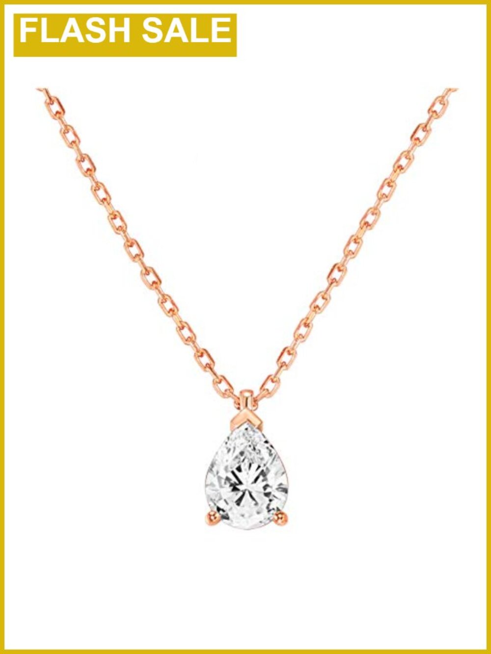 14K Gold Plated Cubic Zirconia Pear Pendant Necklace